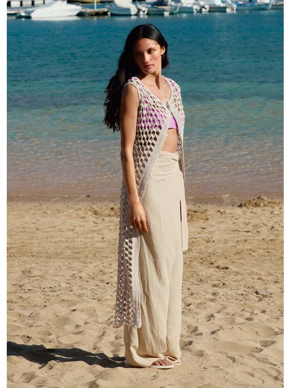 Lana Grossa WESTE / KLEID IM STÄBCHENLOCHMUSTER Solo Lino