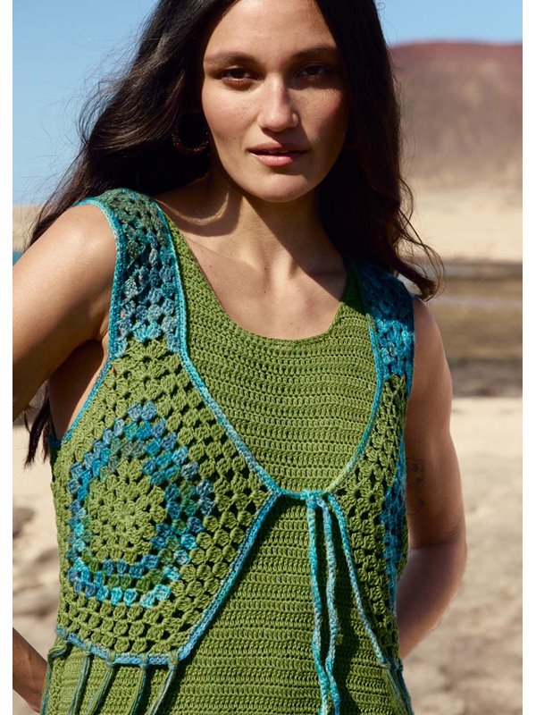 Lana Grossa BUSTIERWESTE AUS FÜNFECK-MOTIVEN Solo Lino & Gianna