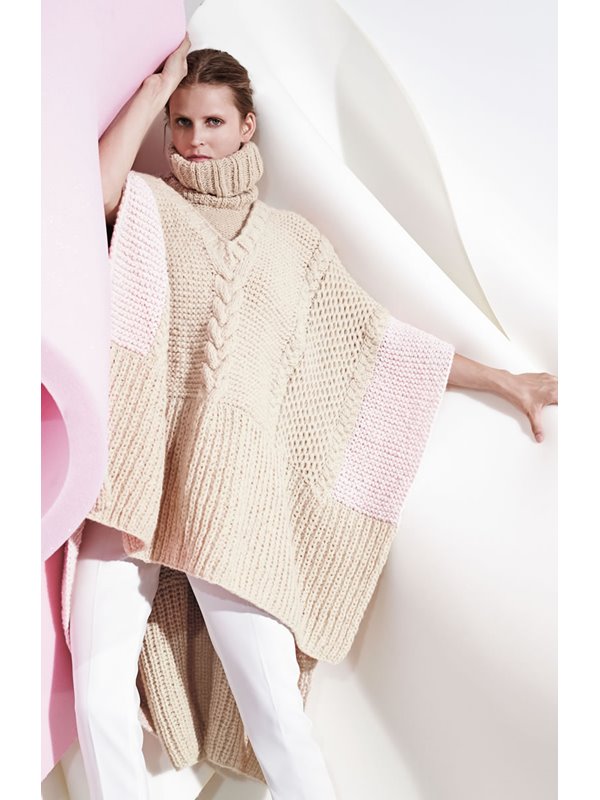 Lana Grossa PONCHO MIT VERSCHIEDENEN MUSTERFLÄCHEN Lala Berlin Softness/Lala Berlin Cosy