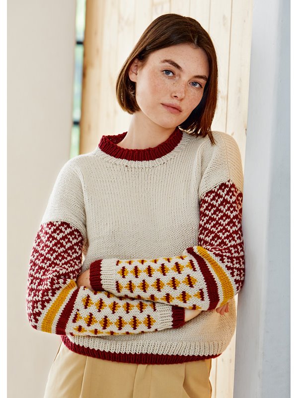 Lana Grossa PULLOVER MIT JACQUARDÄRMELN Bingo