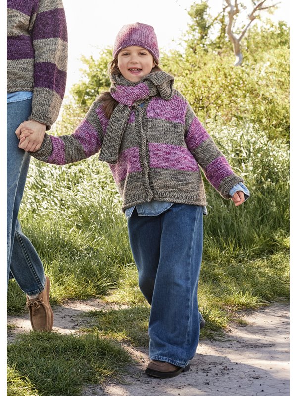 Lana Grossa TOP DOWN KINDER-BLOCKSTREIFENJACKE Vintage Chunky