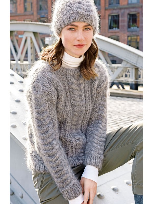 Lana Grossa PULLI MIT ZOPFSTREIFEN Mohairlana