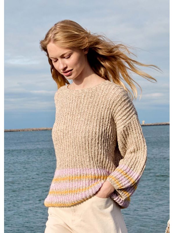 Lana Grossa PULLOVER IM HALBPATENTMUSTER MIT STREIFEN Bottoni