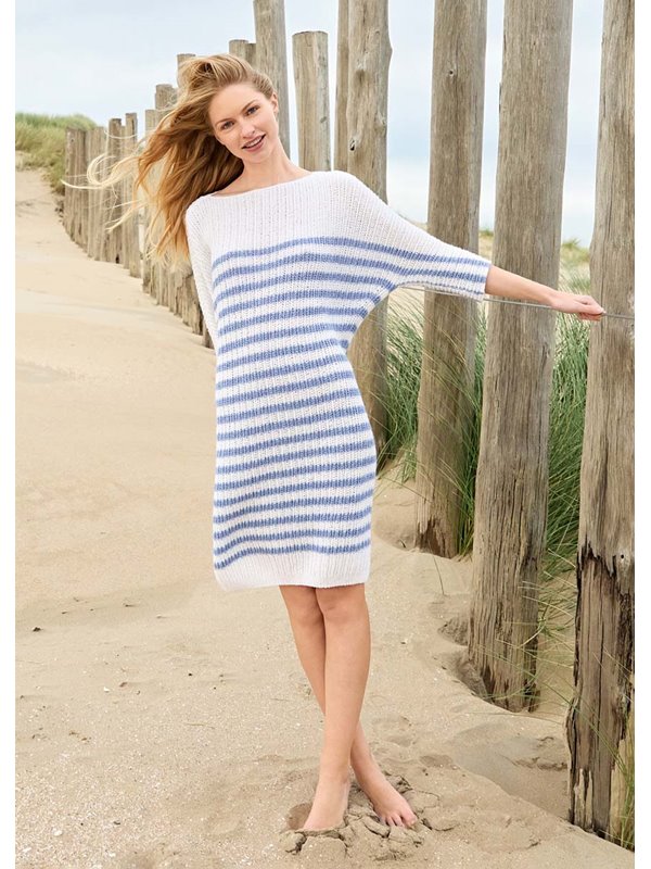 Lana Grossa KLEID IM HALBPATENTMUSTER MIT STREIFEN Ecopuno