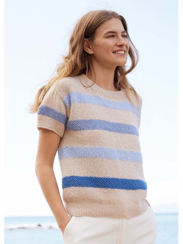 Lana Grossa SHIRT GLATT RECHTS MIT PERLMUSTERSTREIFEN Ecopuno