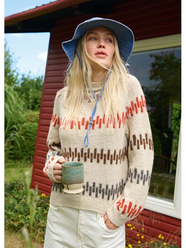 Lana Grossa TOP-DOWN RAGLAN PULLOVER Natural Lama Fine