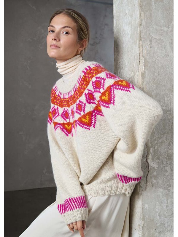 Lana Grossa TOP-DOWN-PULLOVER Natural Lama Chunky