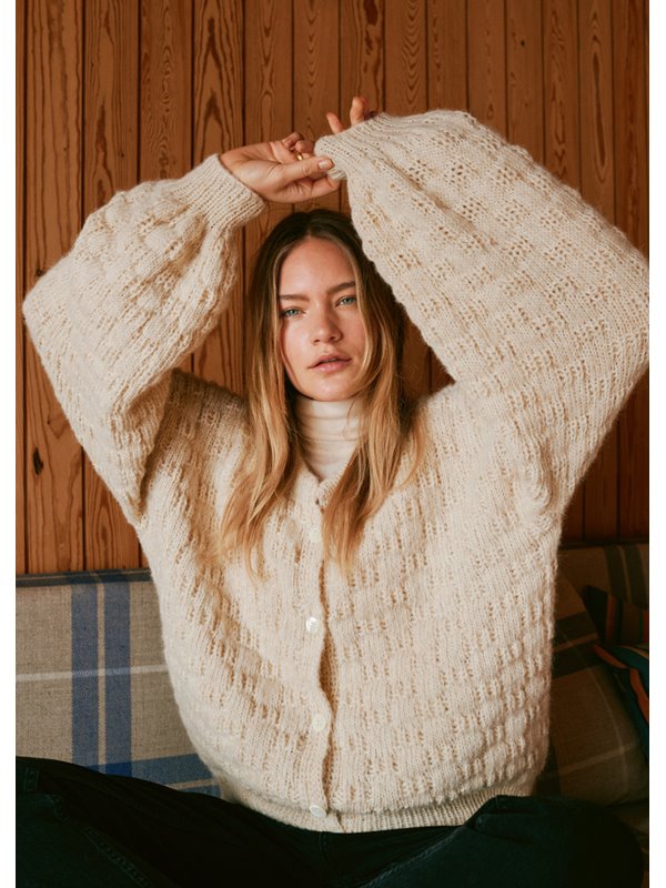 Lana Grossa CARDIGAN IM WÜRFELMUSTER Natural Alpaca Pelo