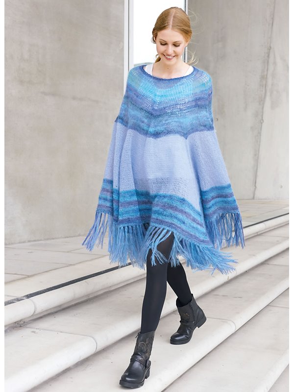 Lana Grossa GROSSZÜGIGER ETHNO-LOOK PONCHO Silkhair/Silkhair Print