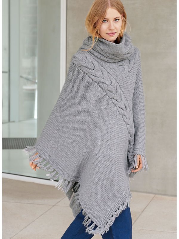 Lana Grossa ASYMMETRISCHER ZOPFPONCHO Cool Wool Alpaca
