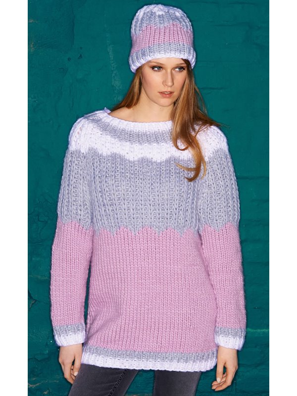 Lana Grossa RAGLANPULLI MIT JACQUARD- UND HALBPATENTMSUTER Lei