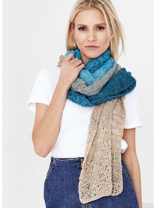 Lana Grossa SCHMALER SCHAL MIT FALLMASCHEN Shades of Cotton