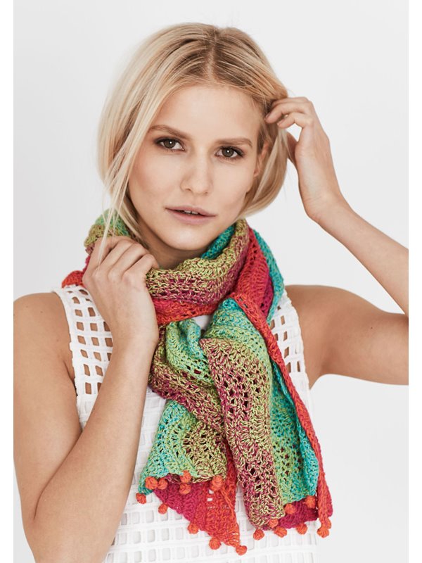Lana Grossa SCHMALER SCHAL IM WELLENMUSTER Shades of Cotton