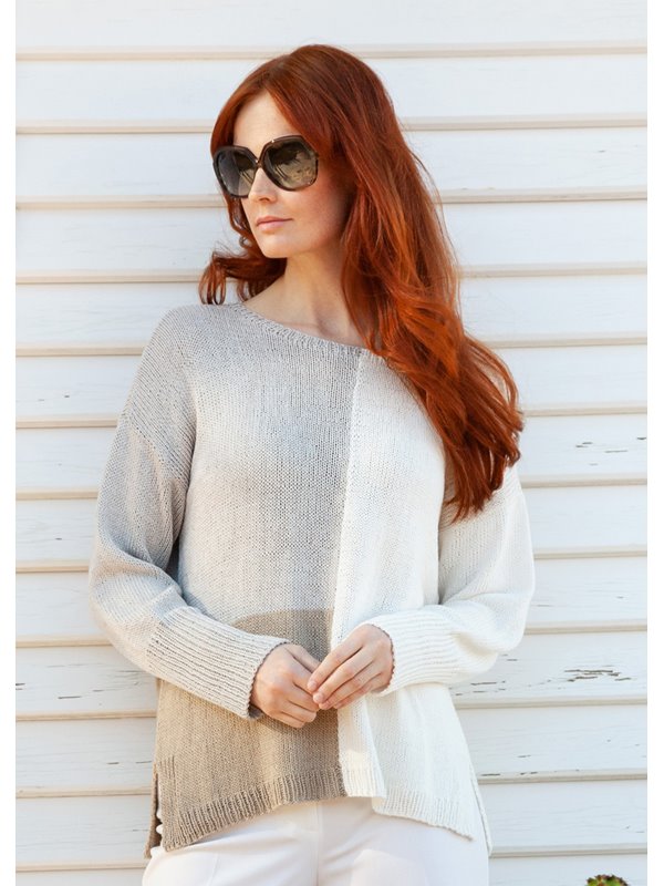 Lana Grossa PULLI GLATT RECHTS IN FARBFLÄCHEN Solo Lino