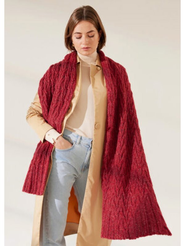 Lana Grossa ZOPFMUSTERSCHAL Ecopuno Tweed, Setasuri & Diamante