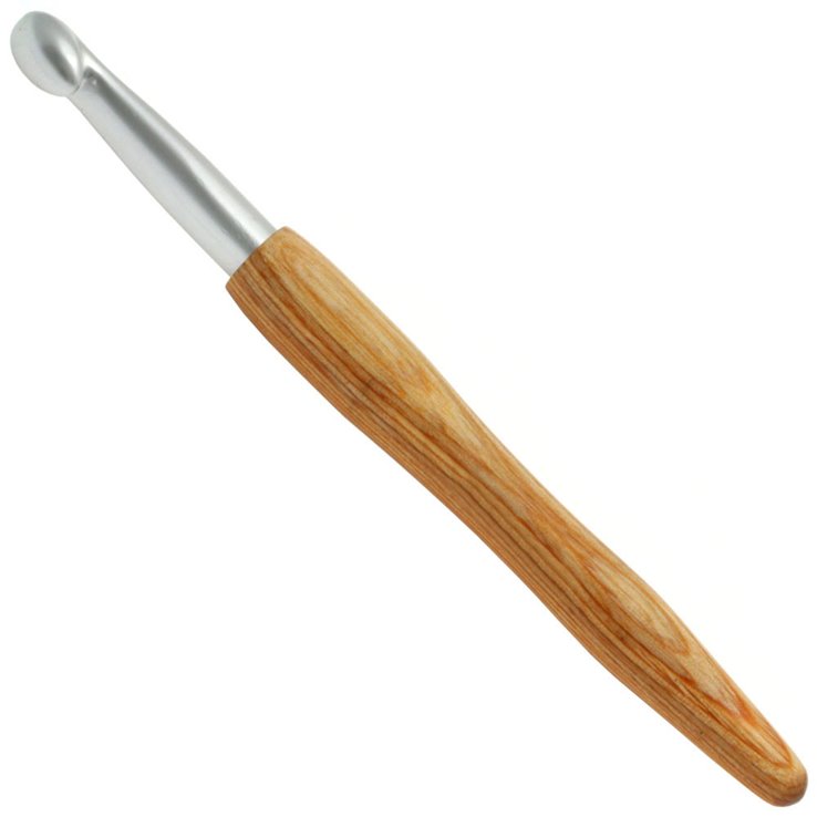 Lana Grossa Wollhäkelnadel Alu mit Holzgriff Design-Holz Natur St.10,0