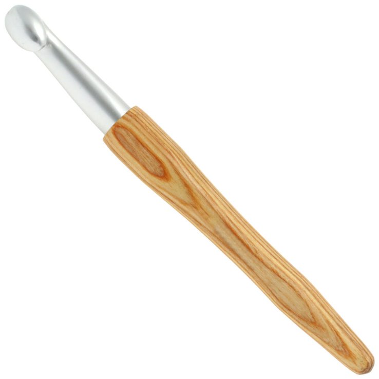 Lana Grossa Wollhäkelnadel Alu mit Holzgriff Design-Holz Natur St.12,0