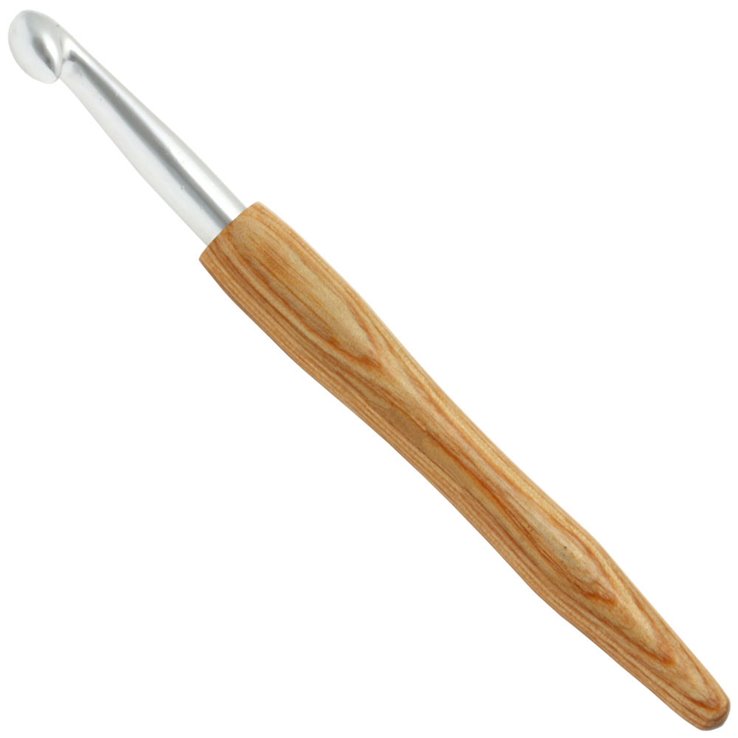 Lana Grossa Wollhäkelnadel Alu mit Holzgriff Design-Holz Natur St. 9,0
