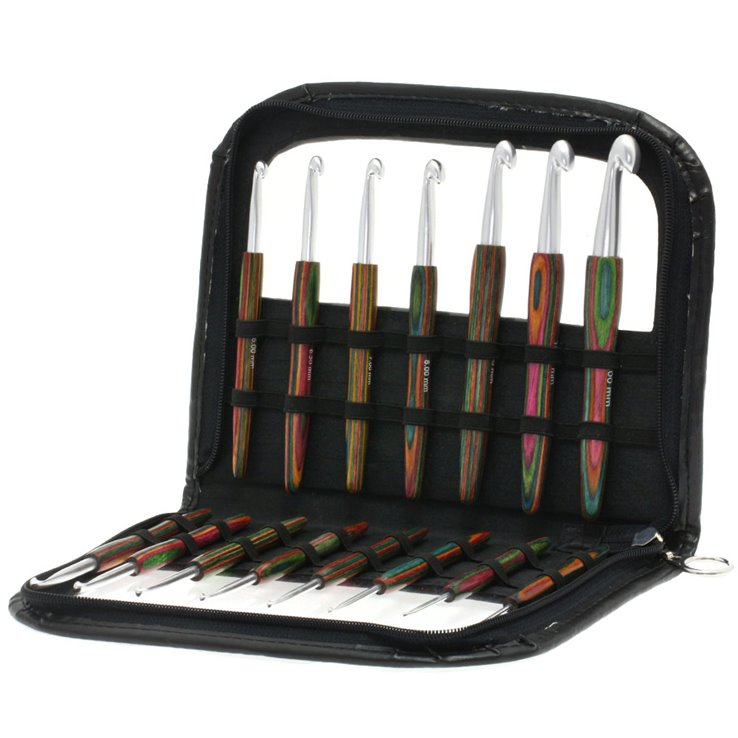 Lana Grossa Wollhäkelnadel-Set Alu mit Holzgriff Design-Holz Color