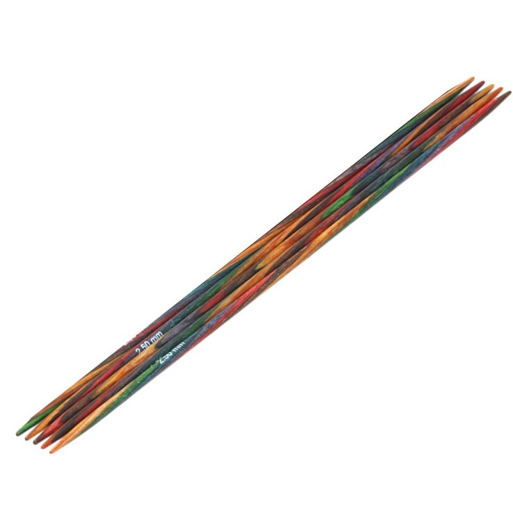 Lana Grossa Strumpfstricknadel Design-Holz Multicolor St. 2,5/15cm