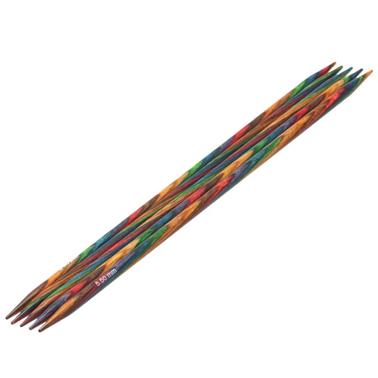 Lana Grossa Strumpfstricknadel Design-Holz Multicolor St. 5,5/20cm