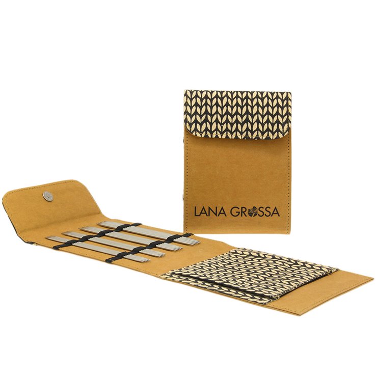 Lana Grossa Strumpfstricknadel-Set Edelstahl 15cm (Braun)